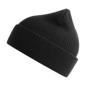 Atlantis Unisex Adult Nelson Ribbed Cotton Beanie / Black